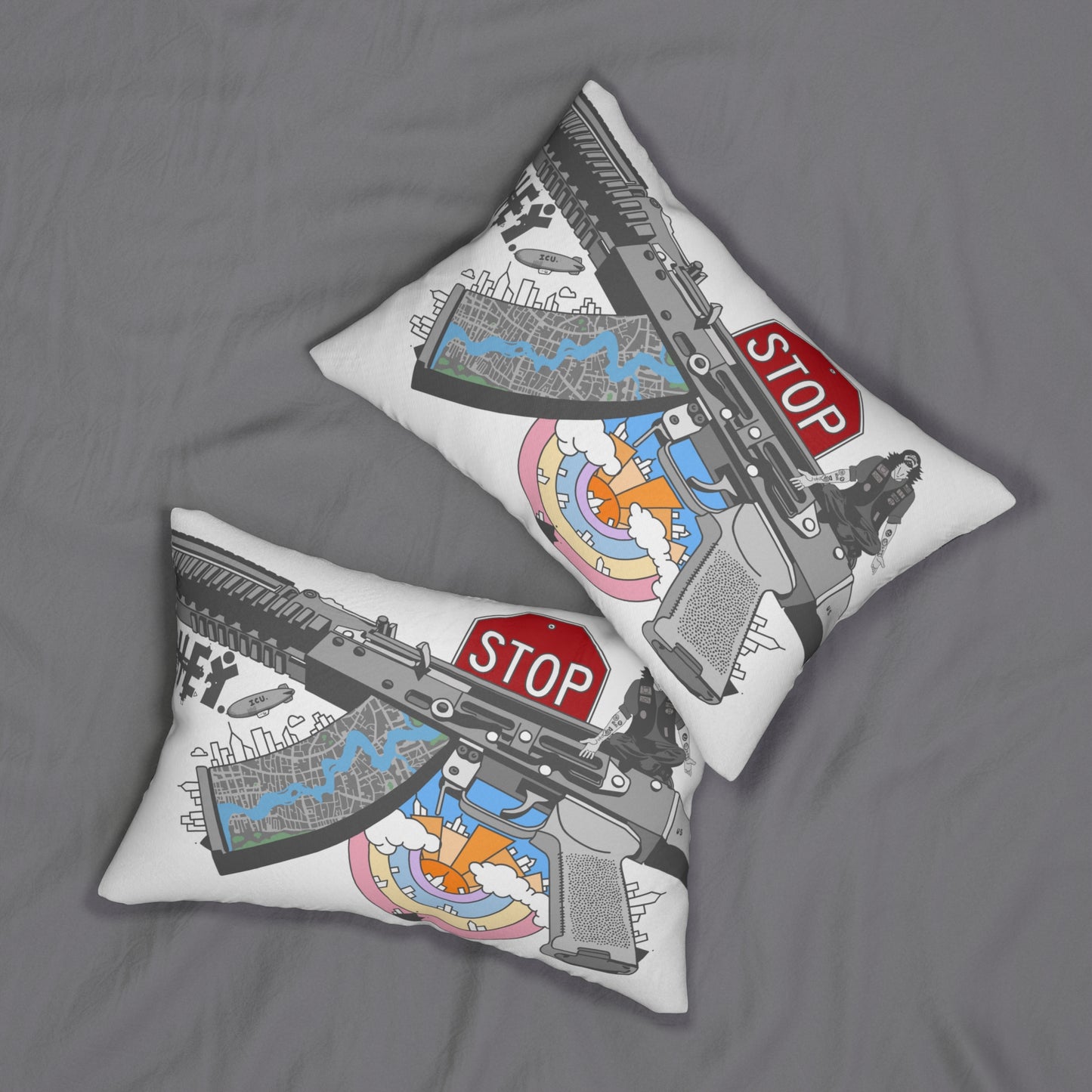 "Just Stop" Spun Polyester Lumbar Pillow