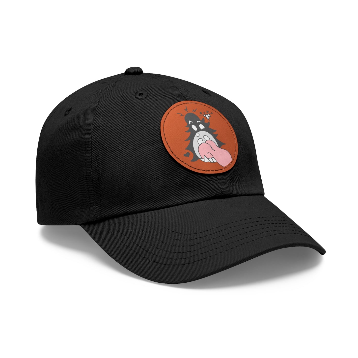 "Scrietch" Dad Hat with Leather Patch (Round)