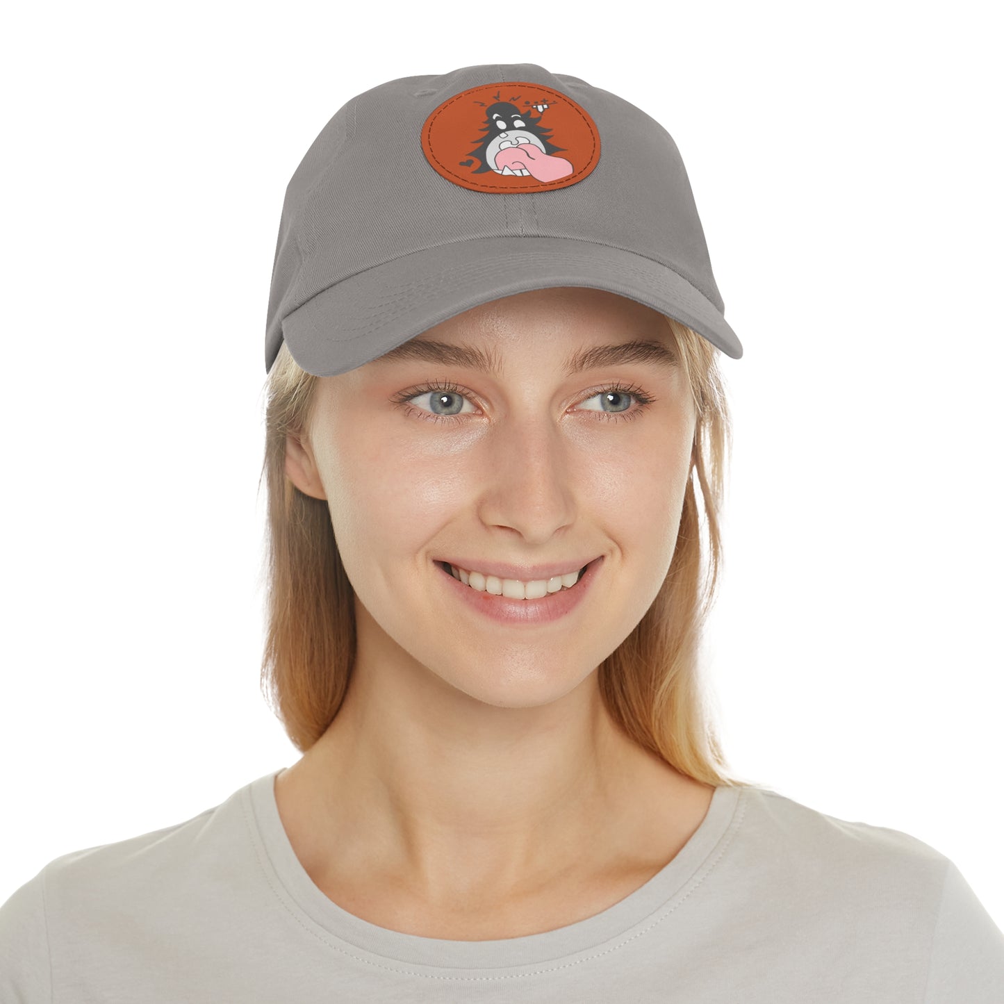 "Scrietch" Dad Hat with Leather Patch (Round)