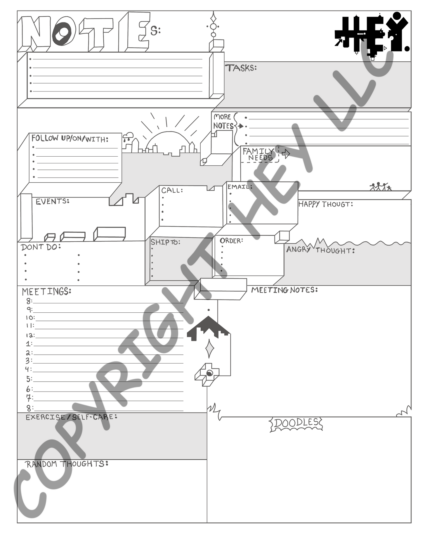 "Hey-Day" Randon Notes Sheets by Sietch Ramshackle