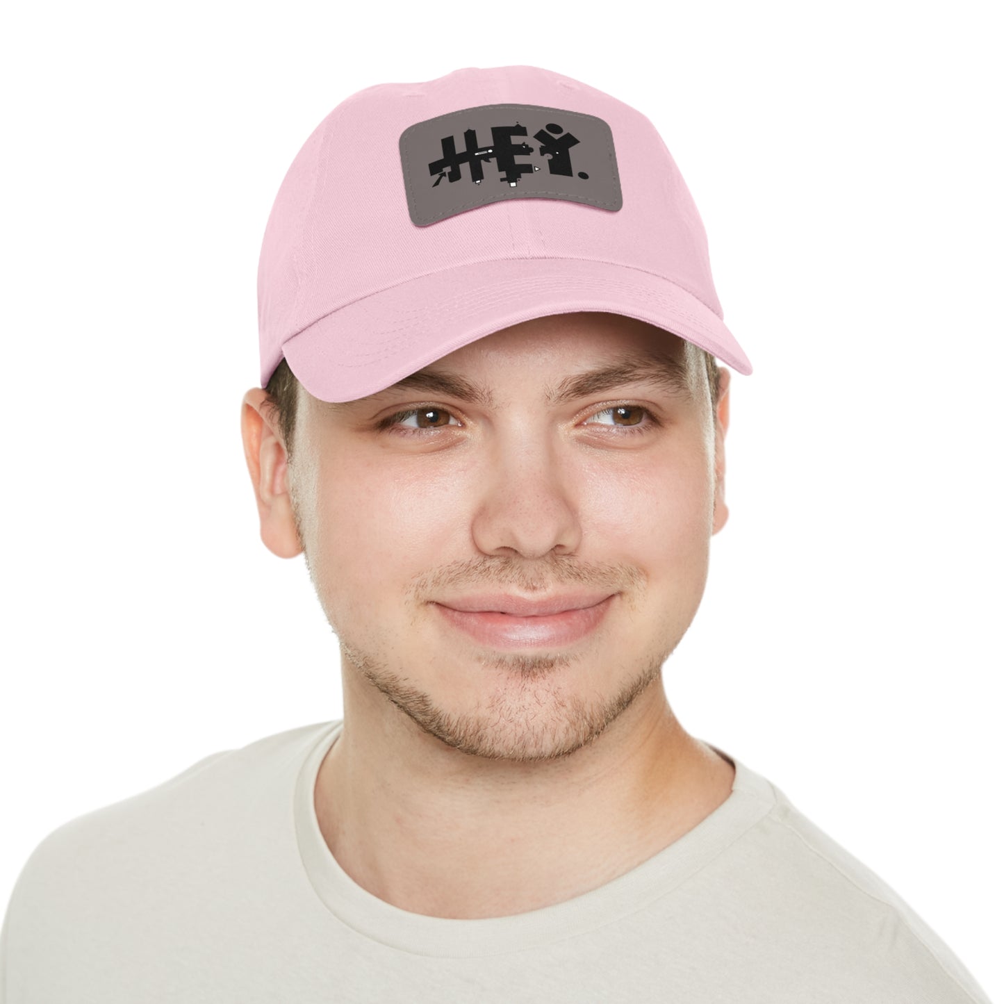 Hey. Brand Logo Dad Hat with Leather Patch (Rectangle)