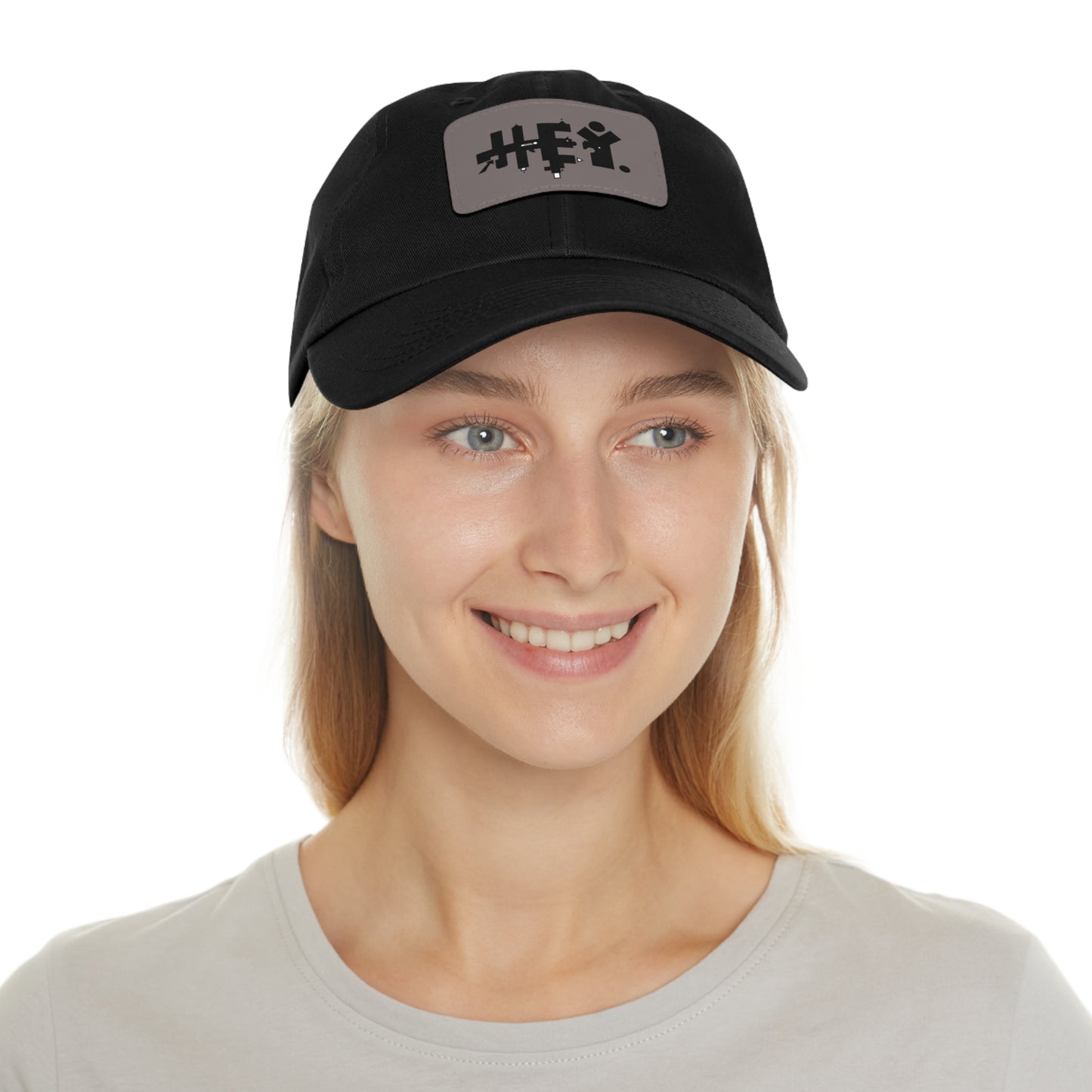 Hey. Brand Logo Dad Hat with Leather Patch (Rectangle)