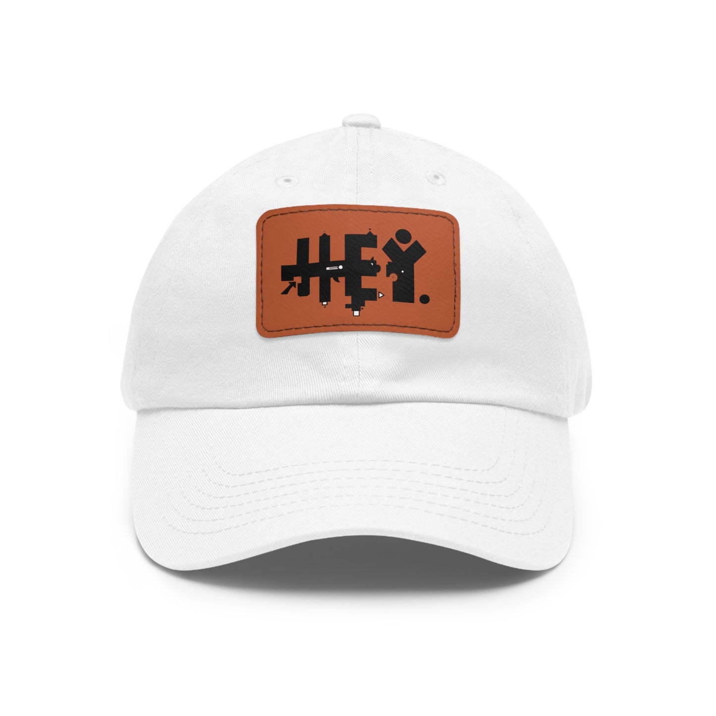 Hey. Brand Logo Dad Hat with Leather Patch (Rectangle)