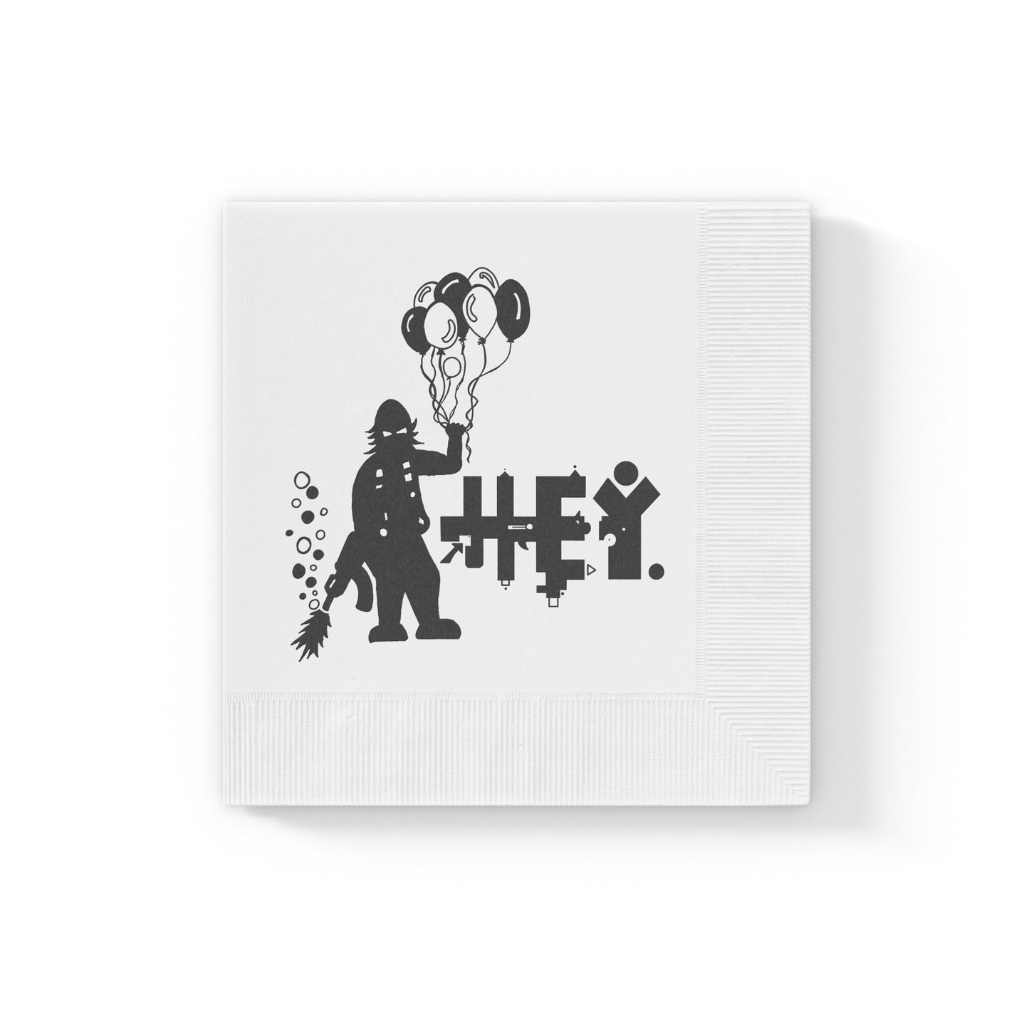 Hey Brand Balloon Logo White Coined Napkins