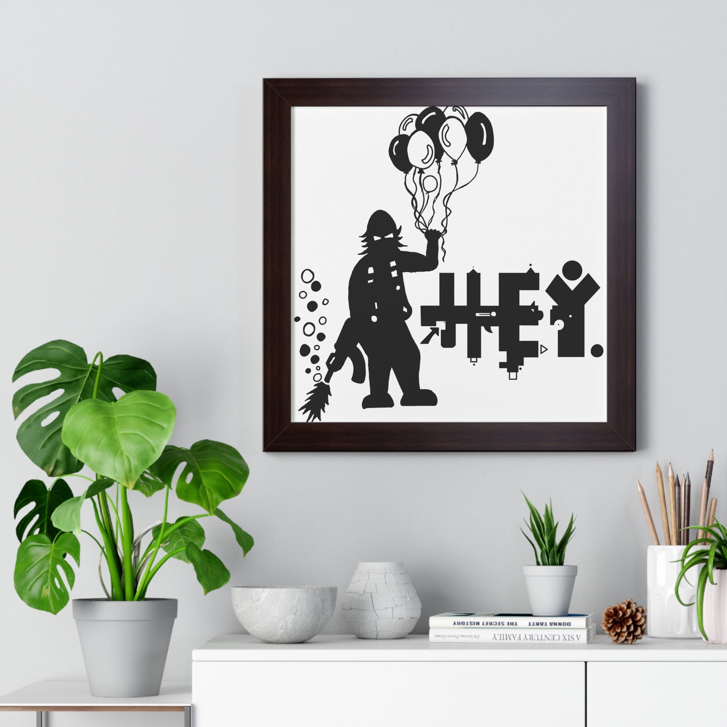 Hey. Brand Balloon Logo Framed Vertical Poster
