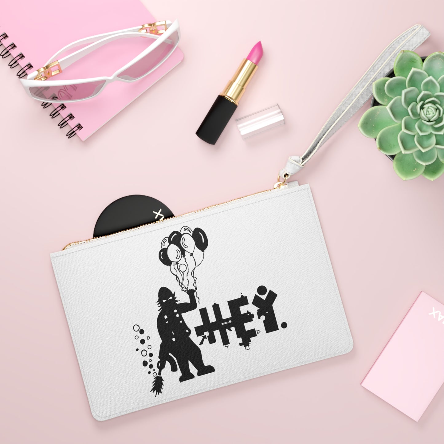 "Hey. Brand Balloon Logo Clutch Bag