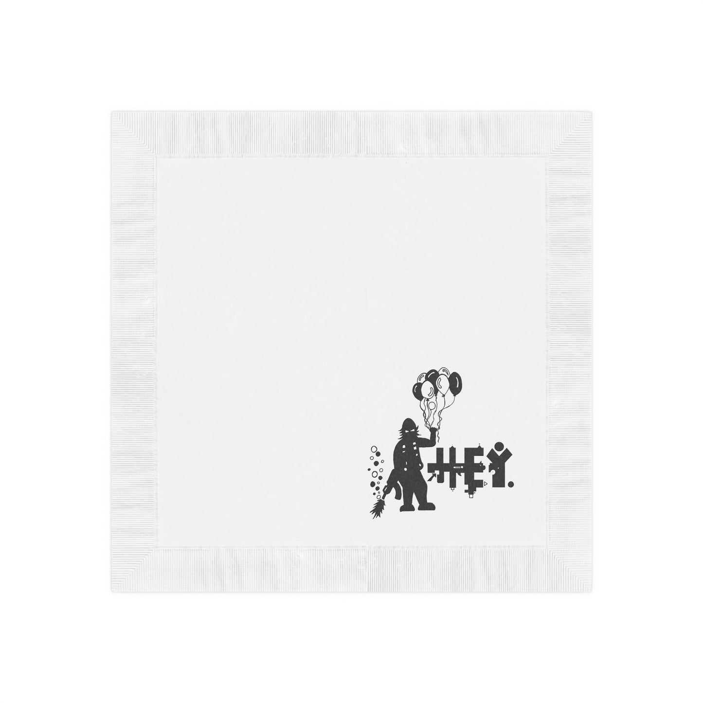 Hey Brand Balloon Logo White Coined Napkins