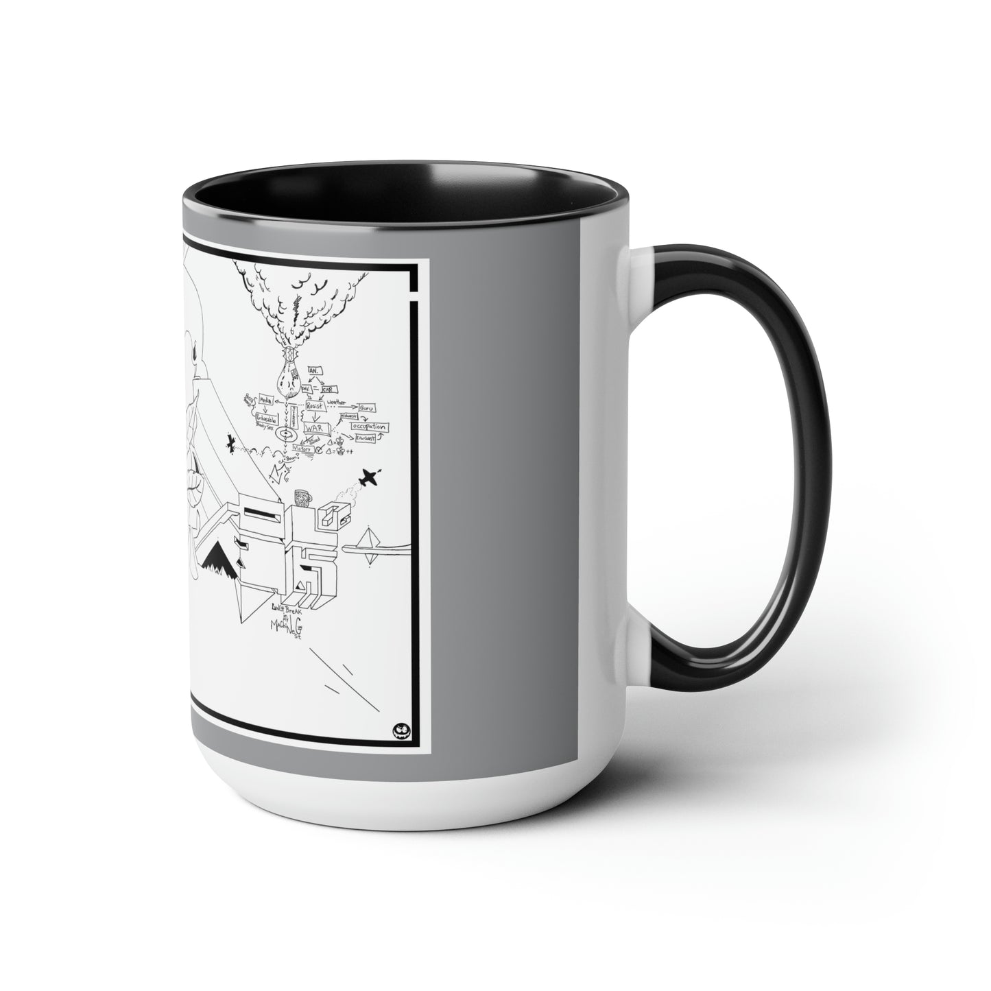 Two-Tone Coffee Mugs, 15oz