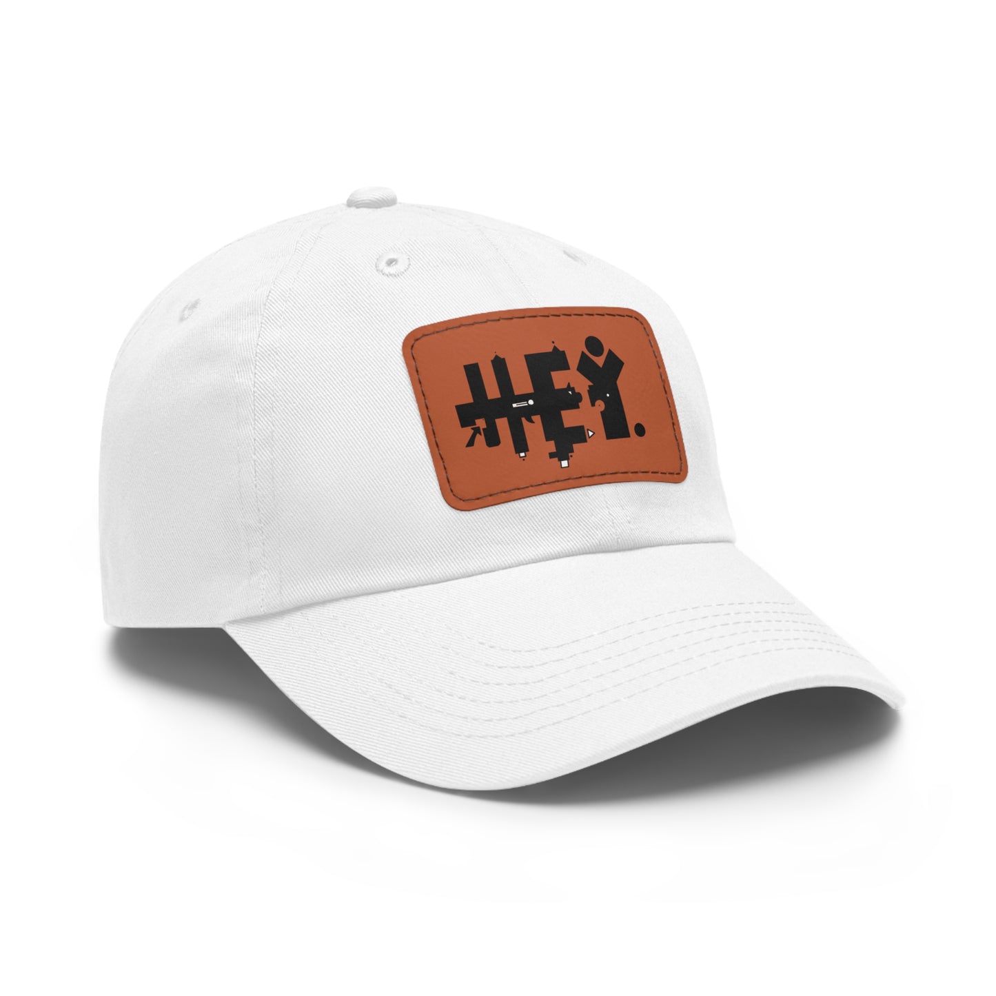 Hey. Brand Logo Dad Hat with Leather Patch (Rectangle)