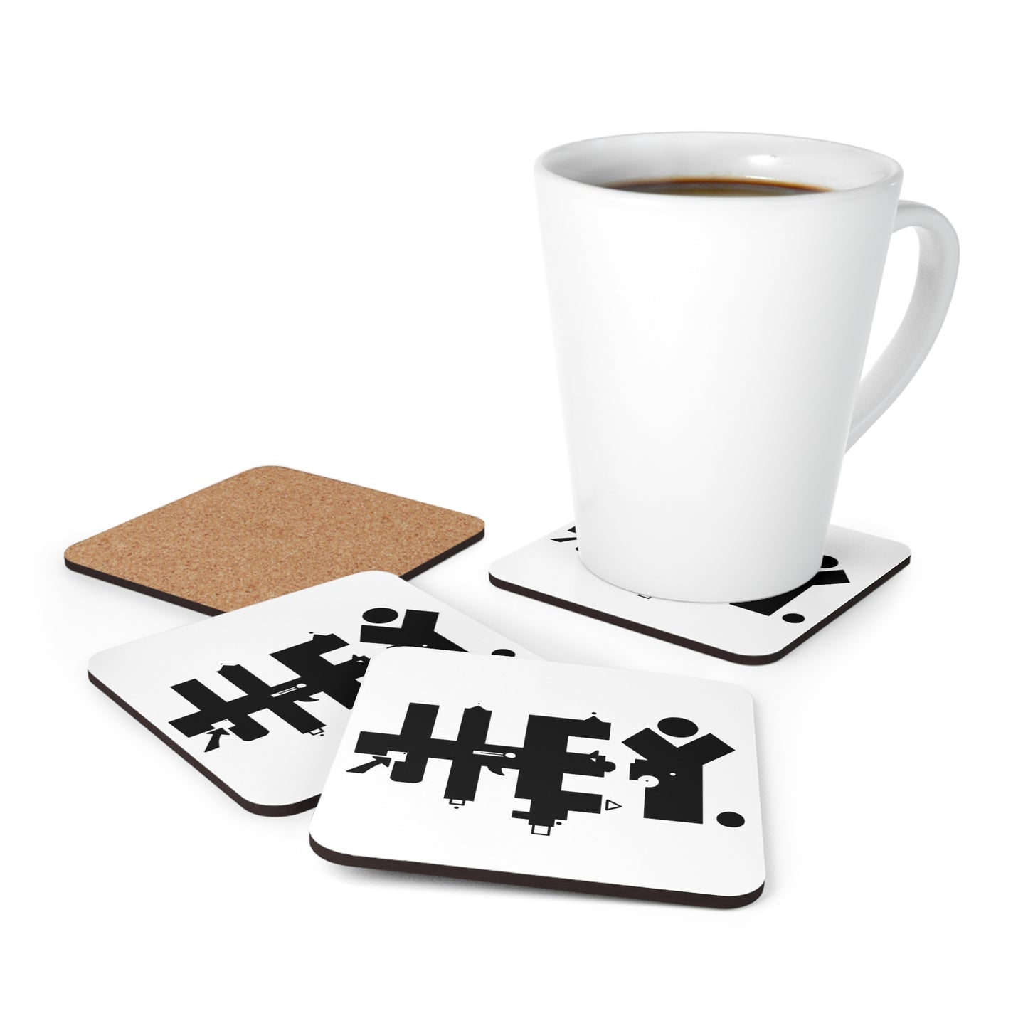 Hey. Brand Logo Corkwood Coaster Set