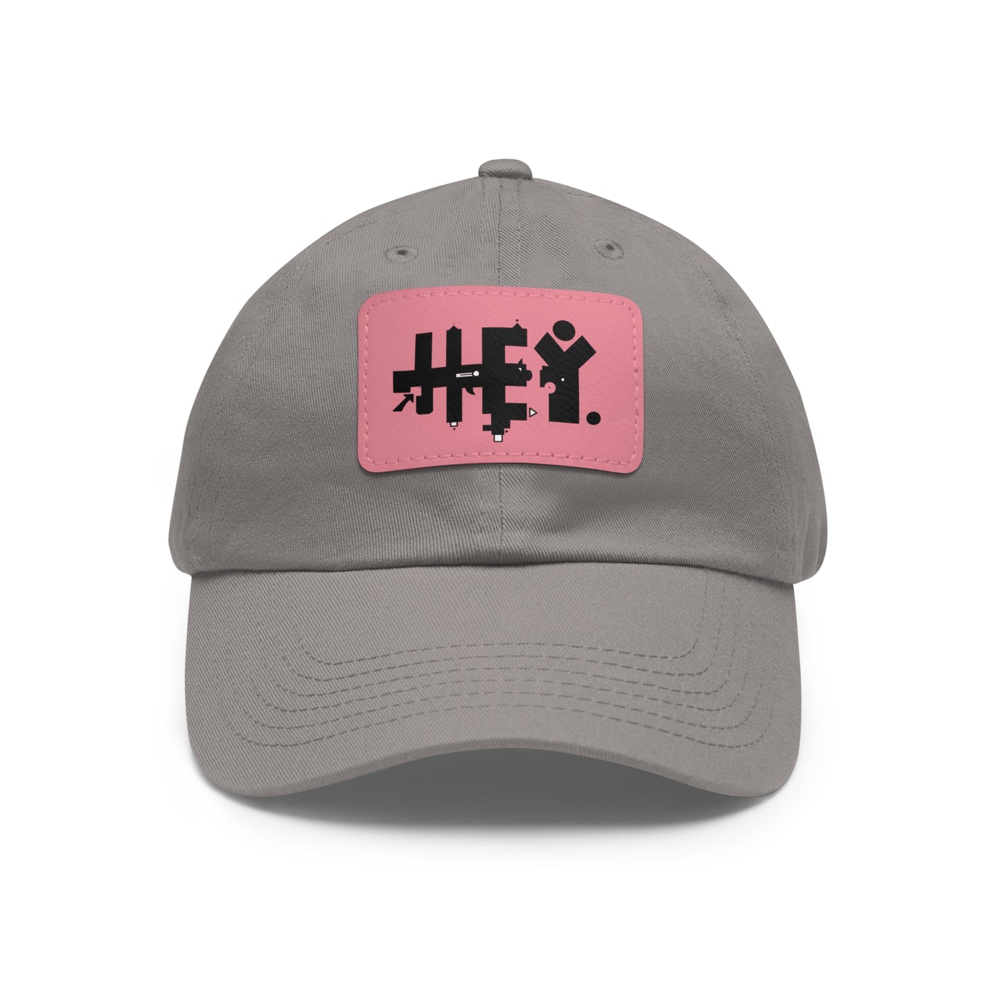 Hey. Brand Logo Dad Hat with Leather Patch (Rectangle)