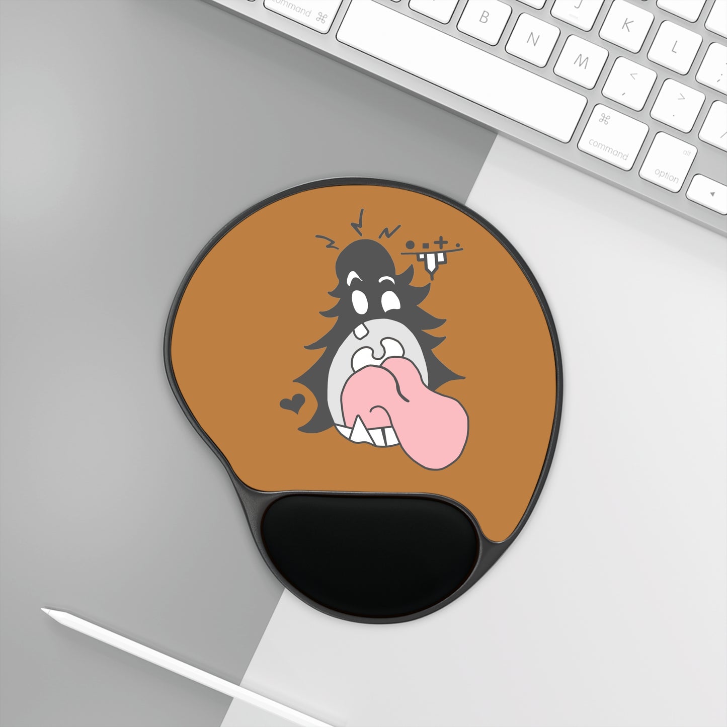 "Scrietch" Mouse Pad With Wrist Rest (Brown)