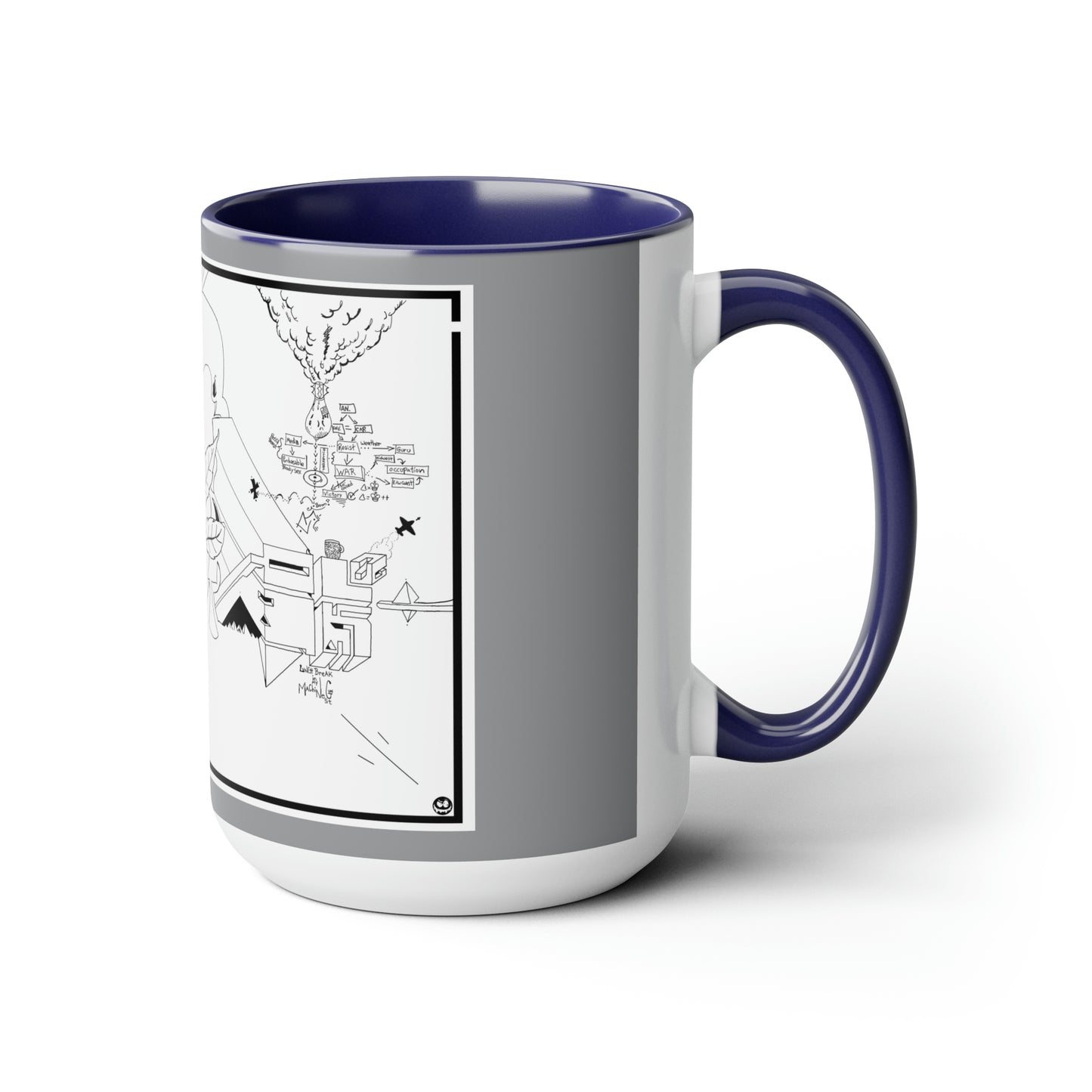 Two-Tone Coffee Mugs, 15oz