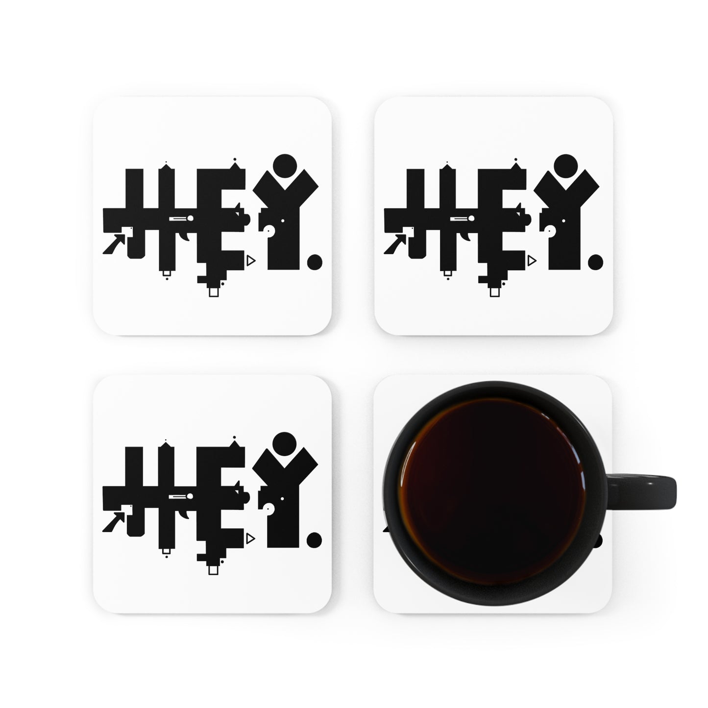 Hey. Brand Logo Corkwood Coaster Set