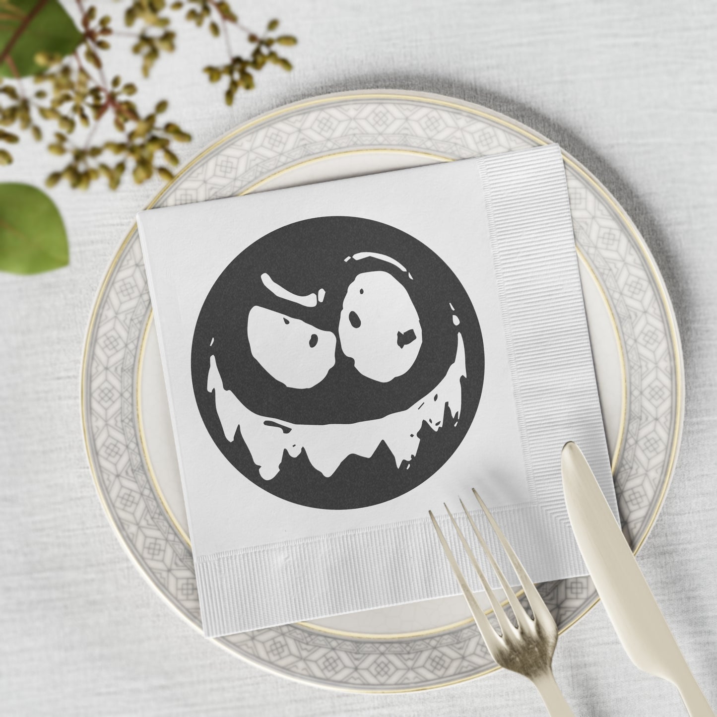 "Twitchy" White Coined Napkins