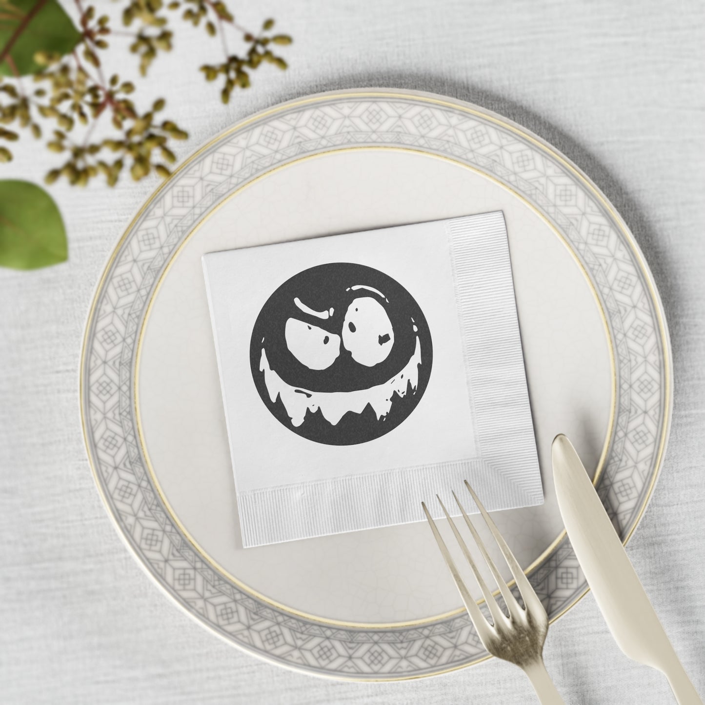 "Twitchy" White Coined Napkins