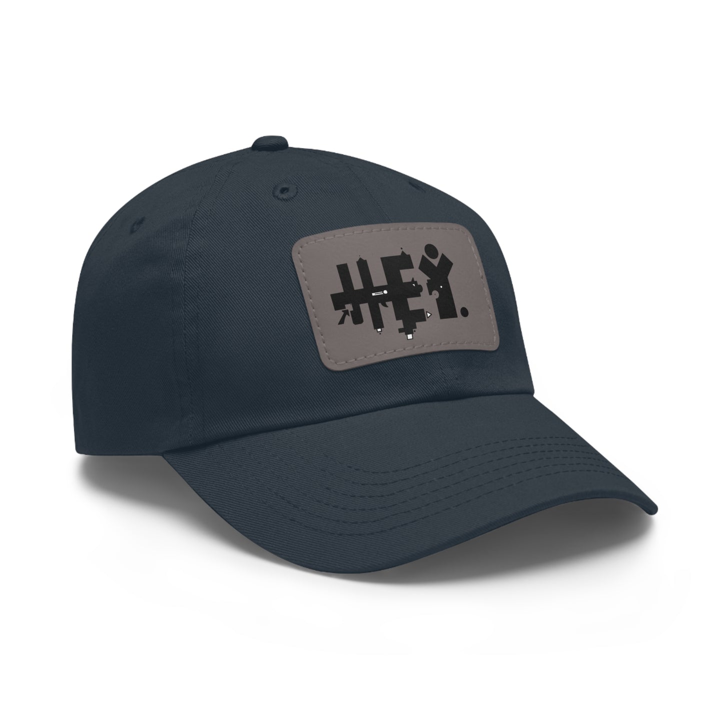 Hey. Brand Logo Dad Hat with Leather Patch (Rectangle)