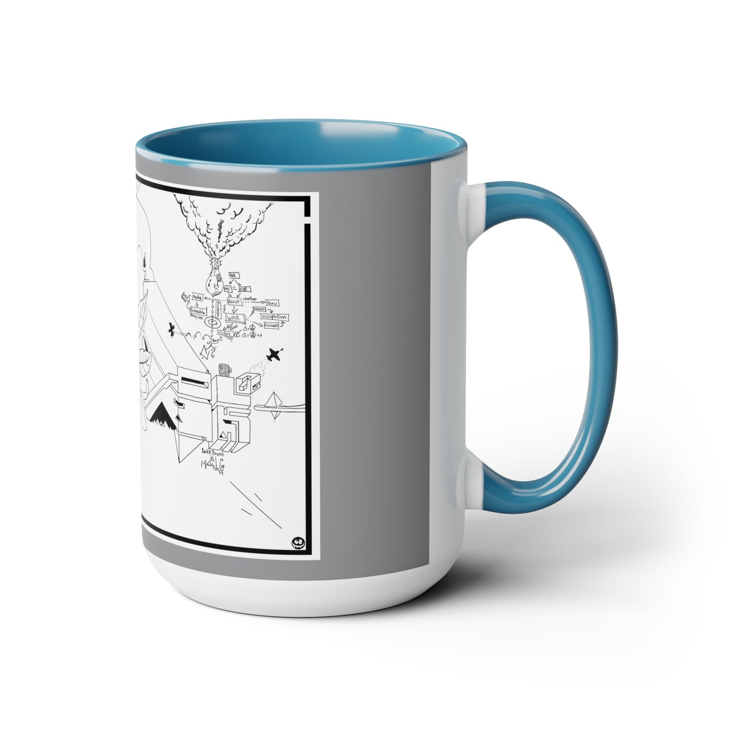 Two-Tone Coffee Mugs, 15oz