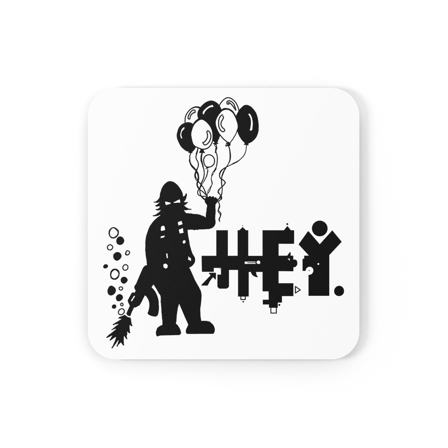 Hey. Brand Balloon Logo Cork Back Coaster