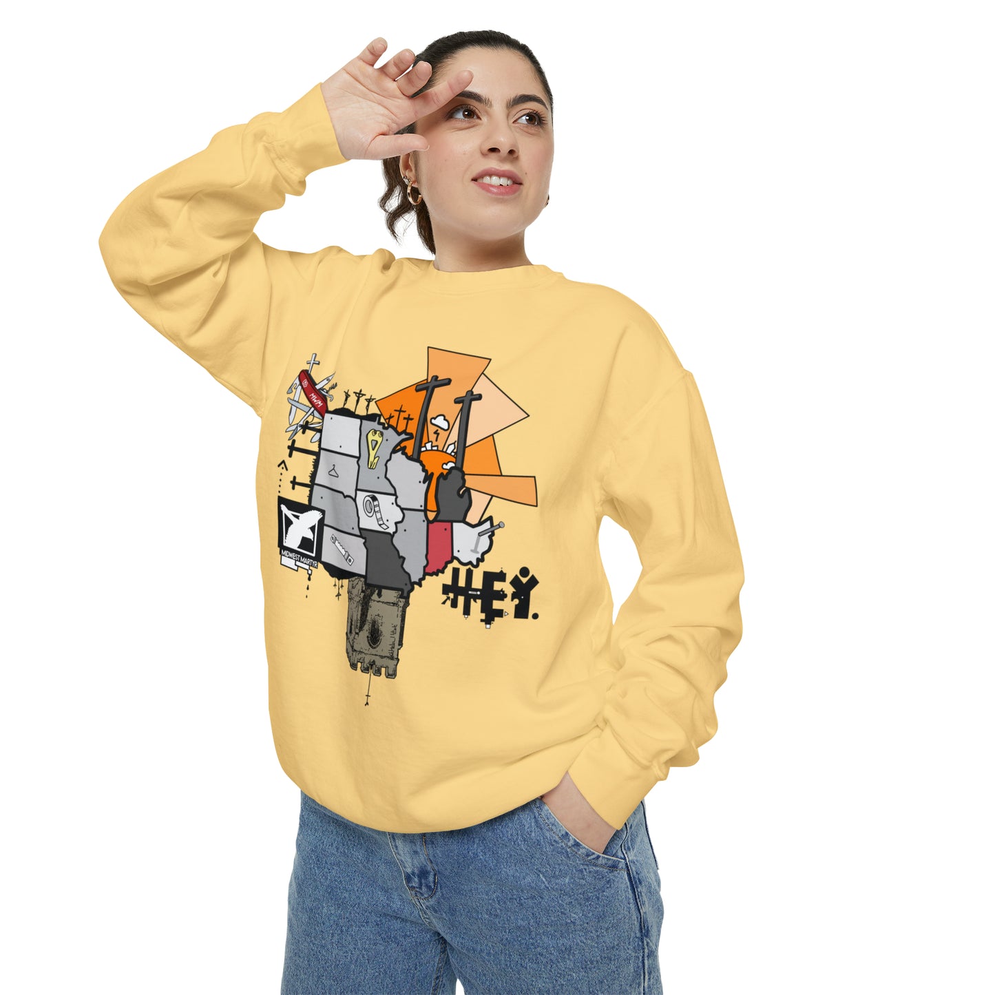 "Midwest Martyr" Unisex Garment-Dyed Sweatshirt