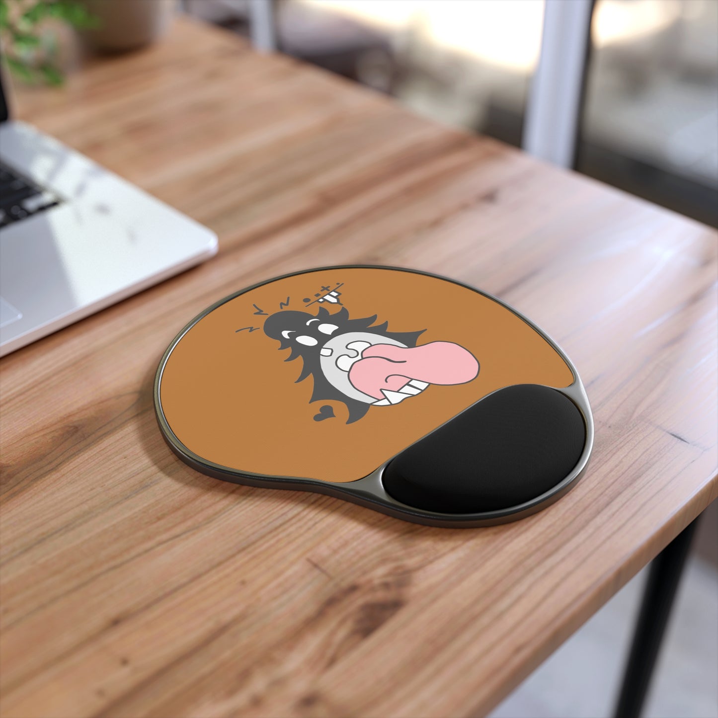 "Scrietch" Mouse Pad With Wrist Rest (Brown)