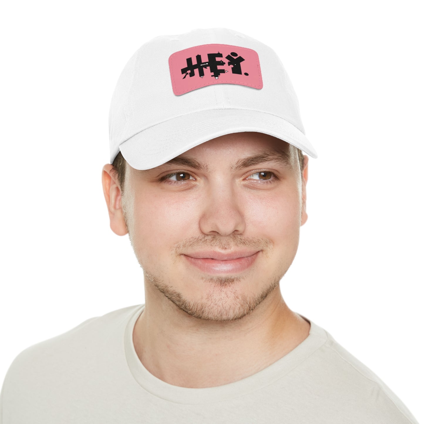 Hey. Brand Logo Dad Hat with Leather Patch (Rectangle)