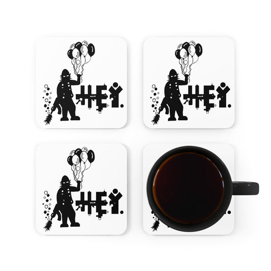 Hey. Brand Balloon Logo Corkwood Coaster Set