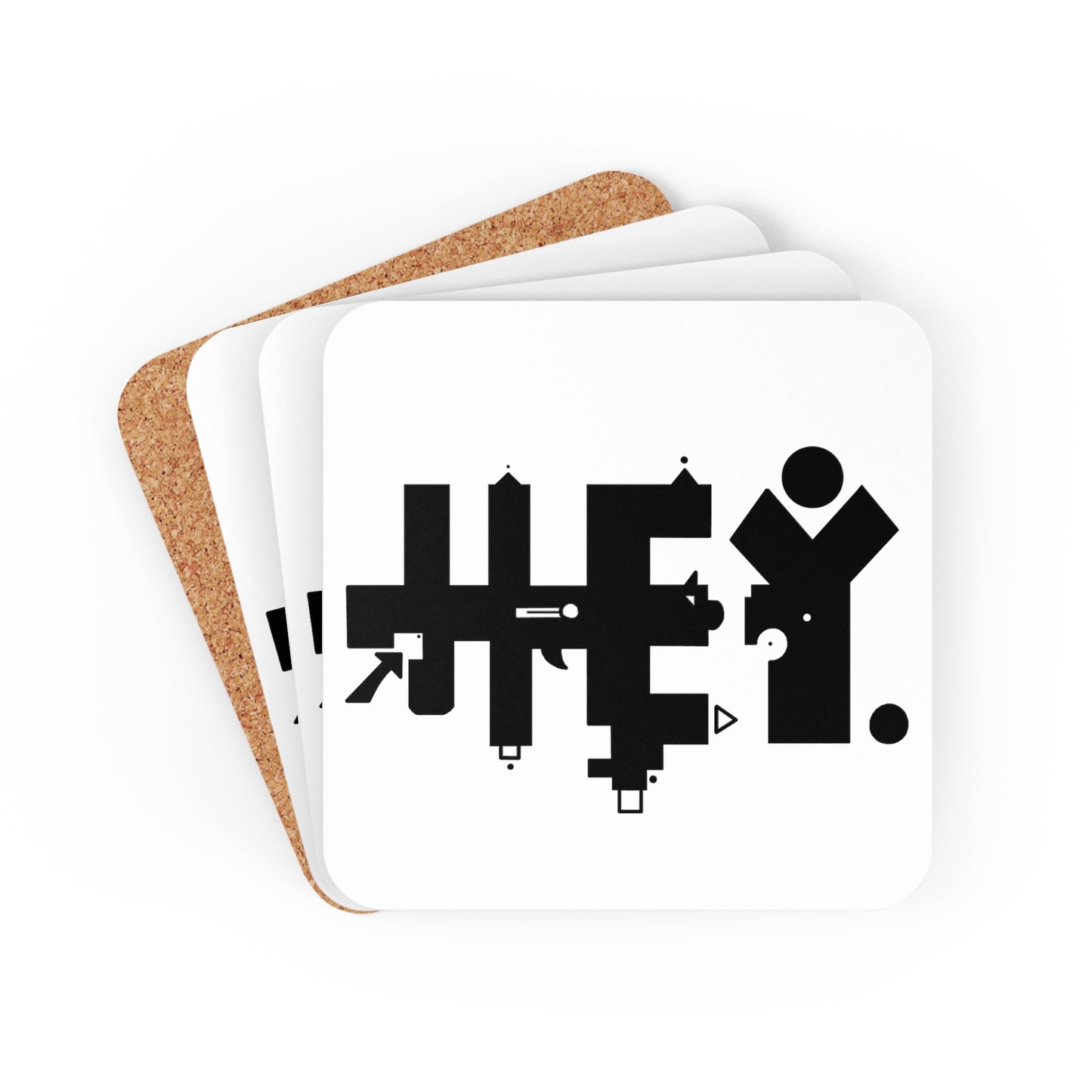 Hey. Brand Logo Corkwood Coaster Set