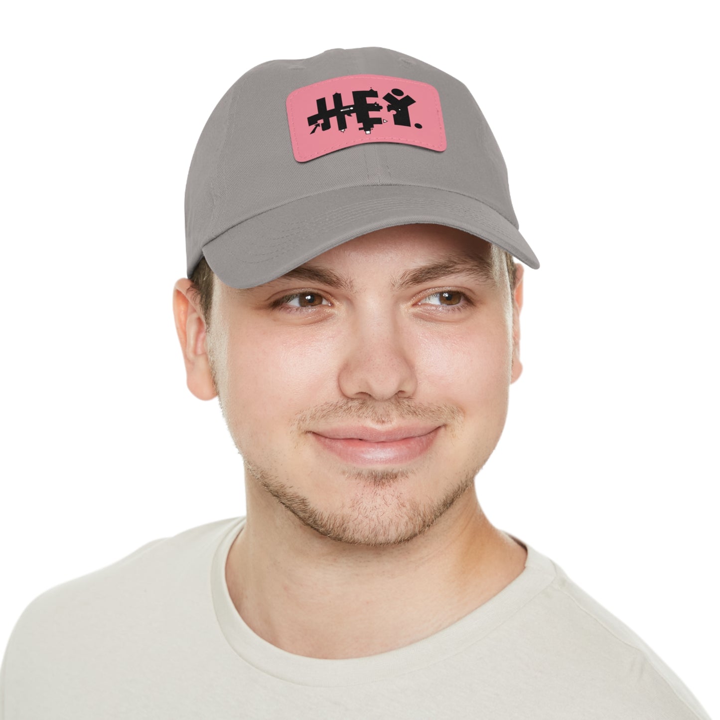 Hey. Brand Logo Dad Hat with Leather Patch (Rectangle)