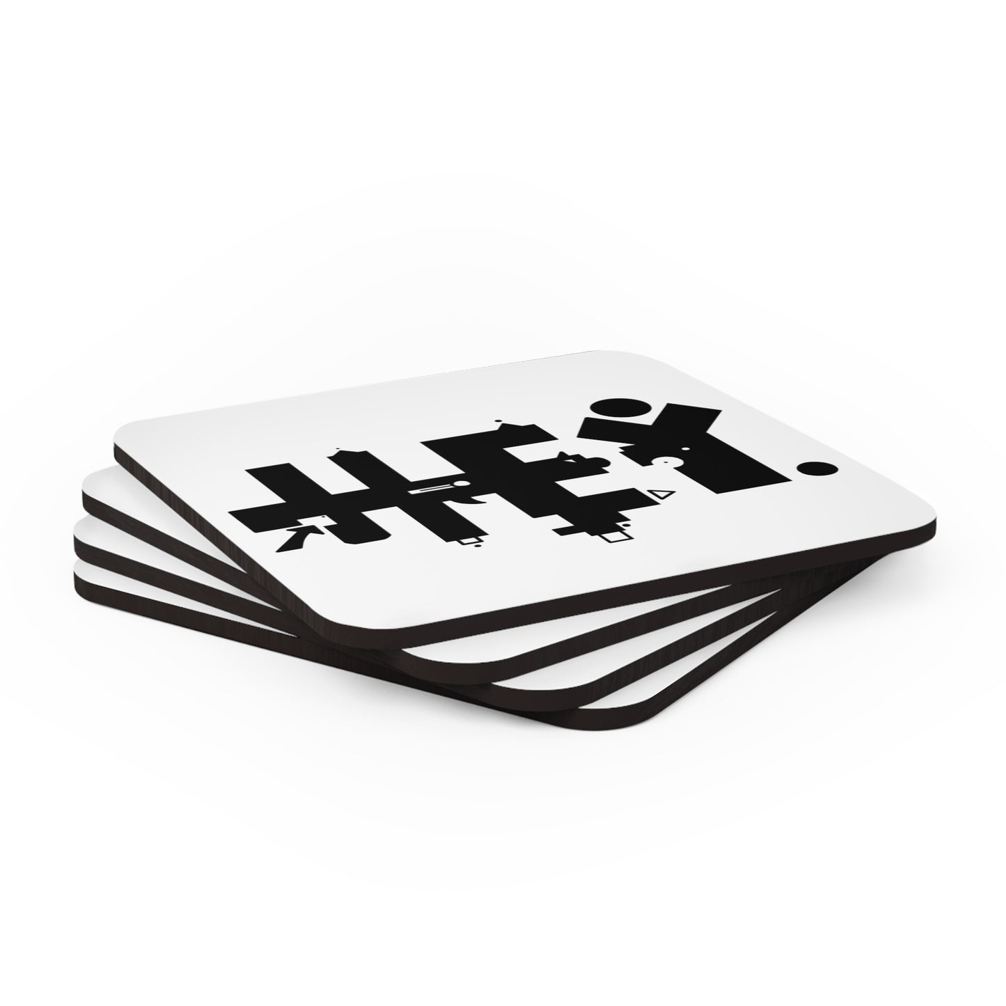 Hey. Brand Logo Corkwood Coaster Set