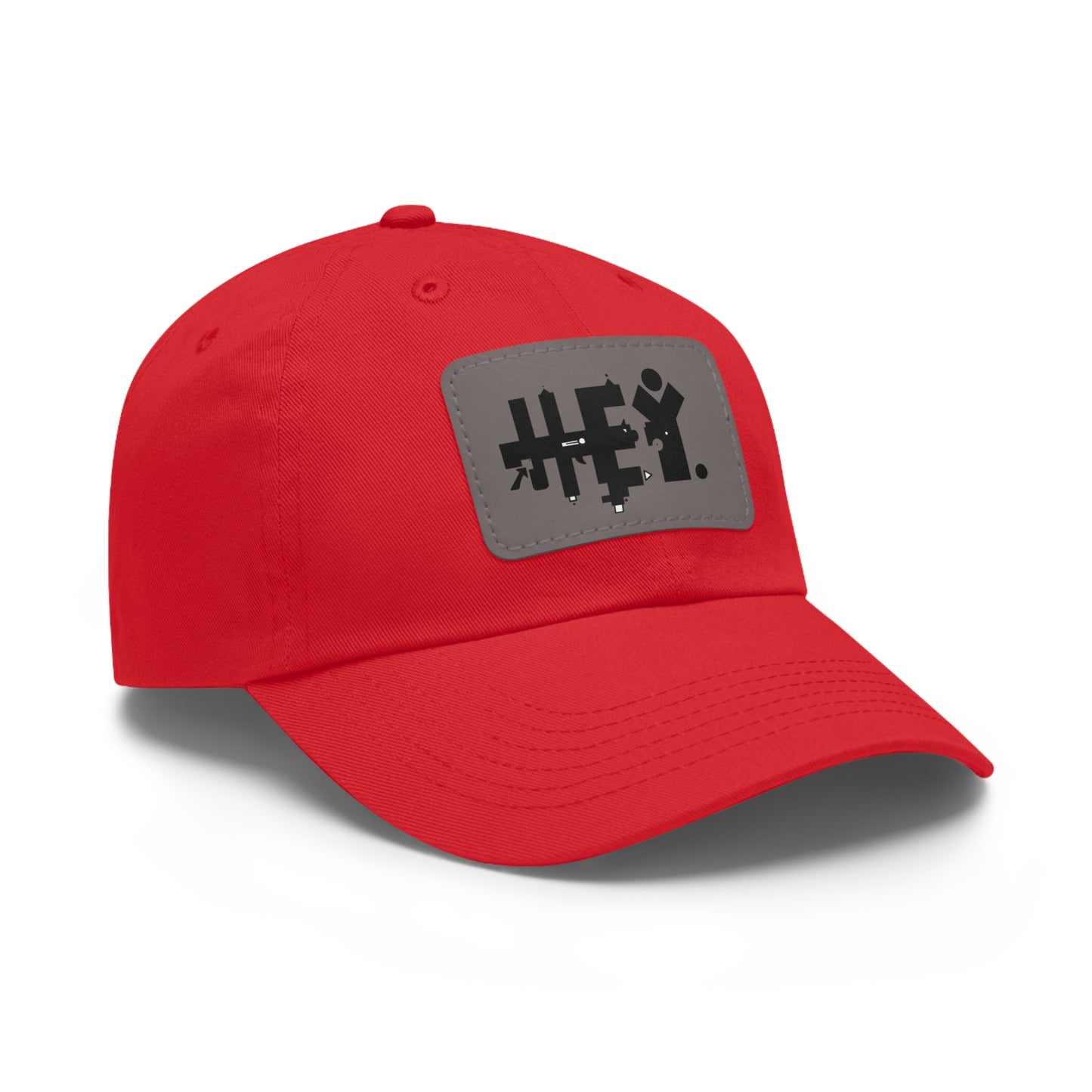 Hey. Brand Logo Dad Hat with Leather Patch (Rectangle)