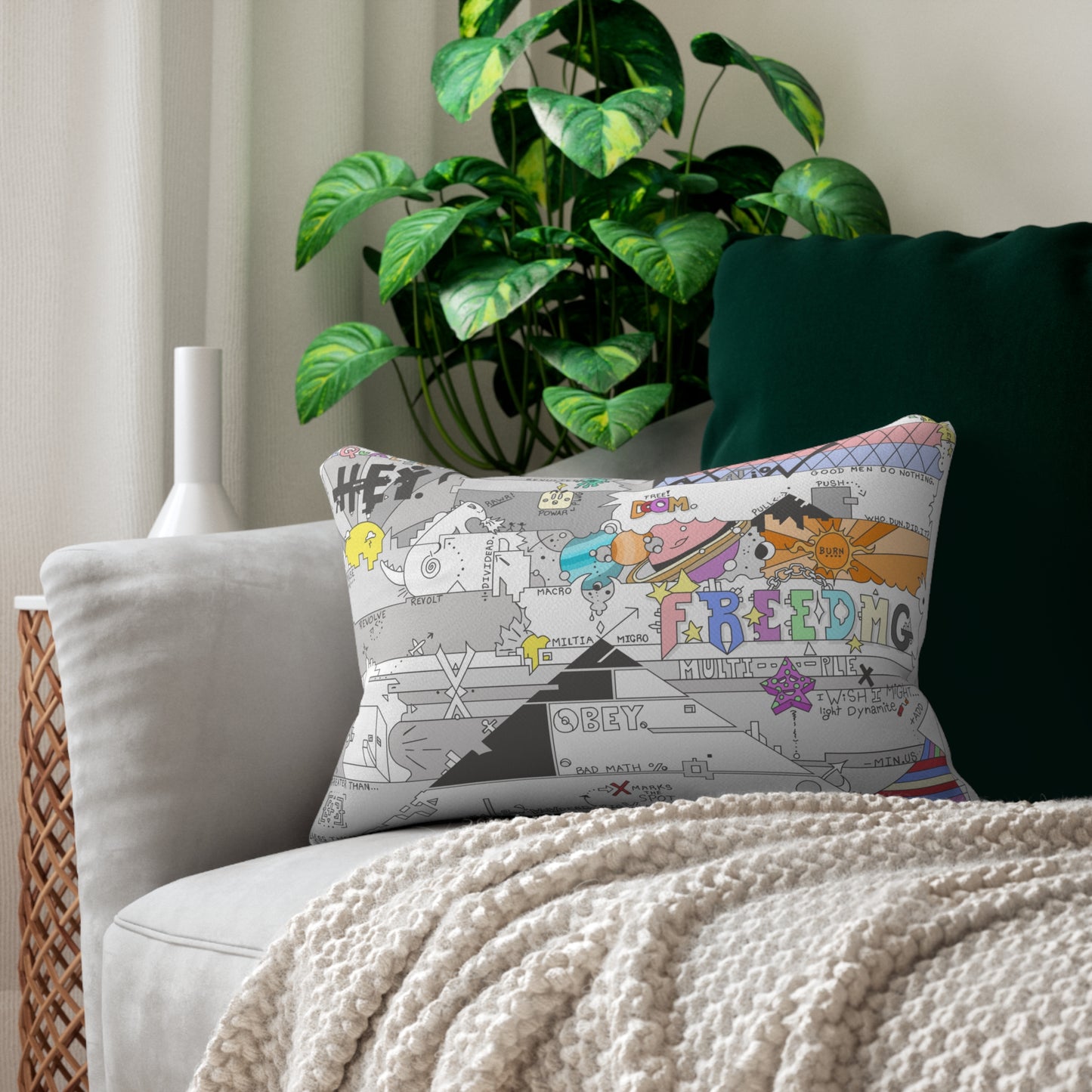 The Official "Hey Flag" Spun Polyester Lumbar Pillow
