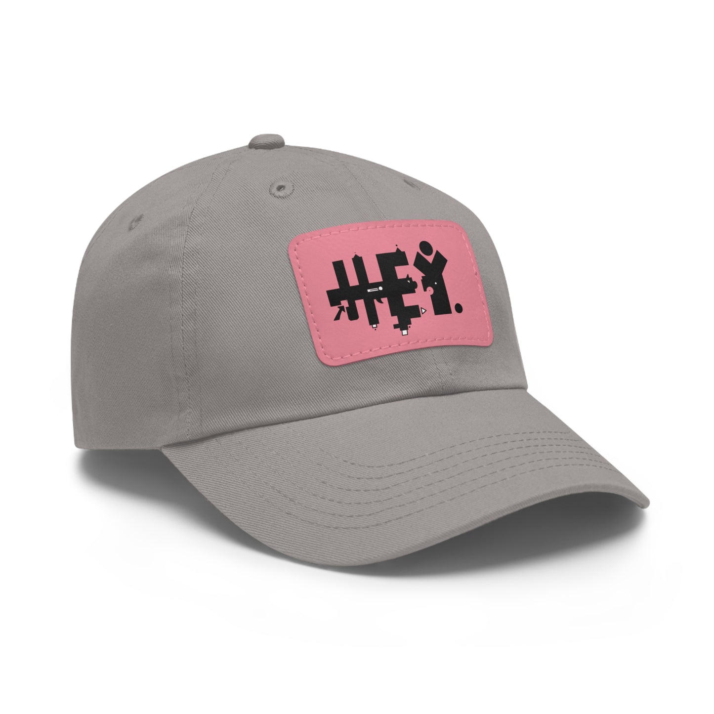 Hey. Brand Logo Dad Hat with Leather Patch (Rectangle)