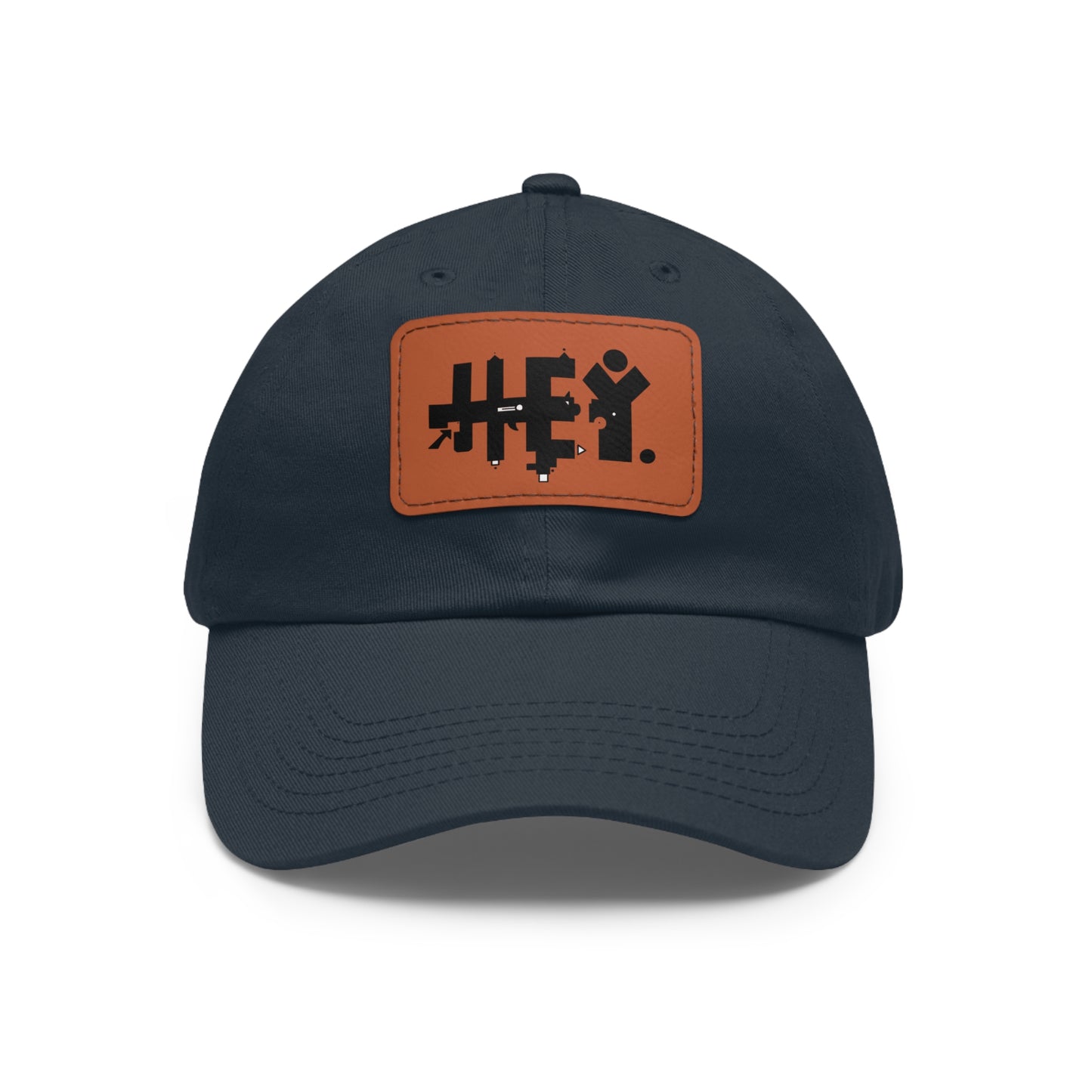 Hey. Brand Logo Dad Hat with Leather Patch (Rectangle)