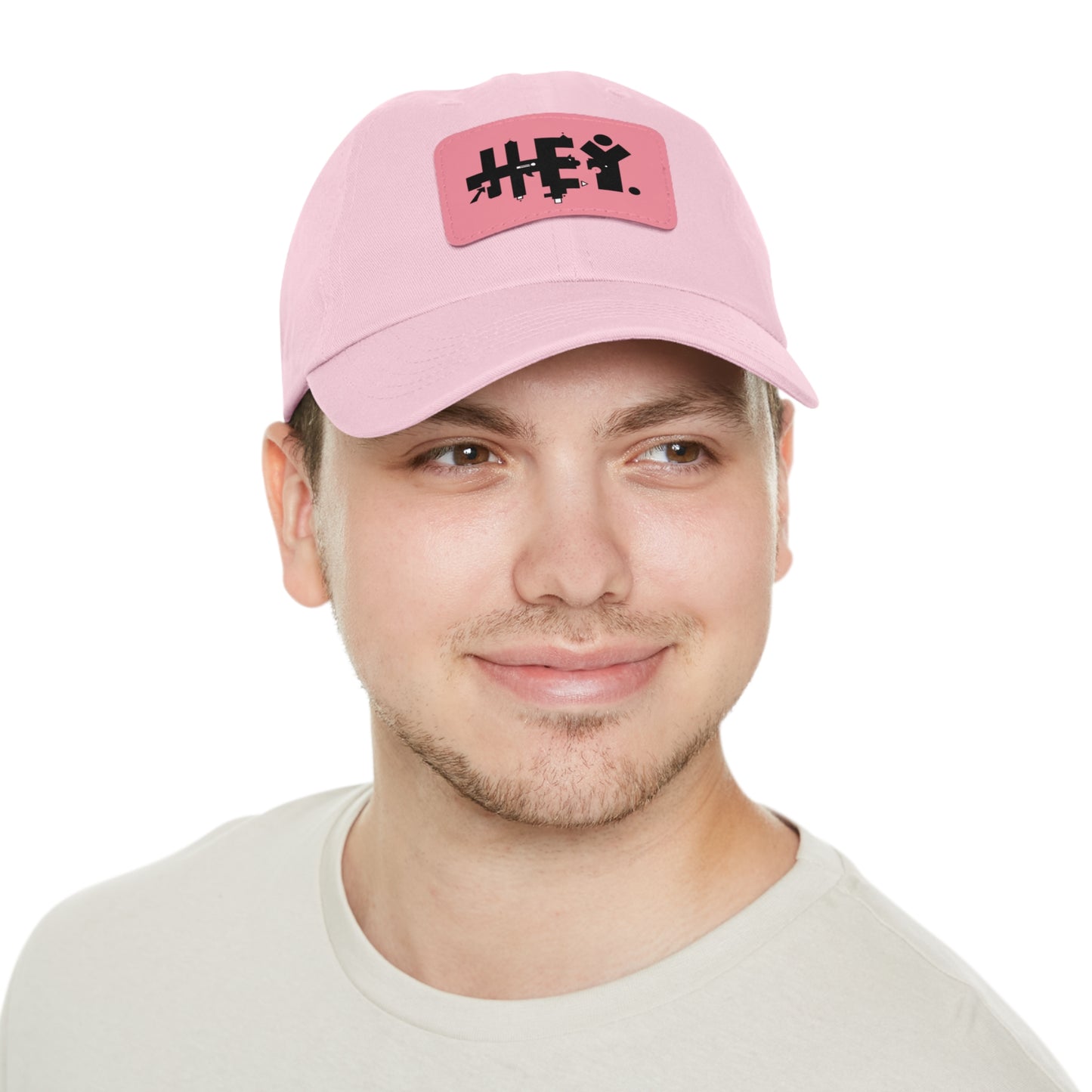 Hey. Brand Logo Dad Hat with Leather Patch (Rectangle)