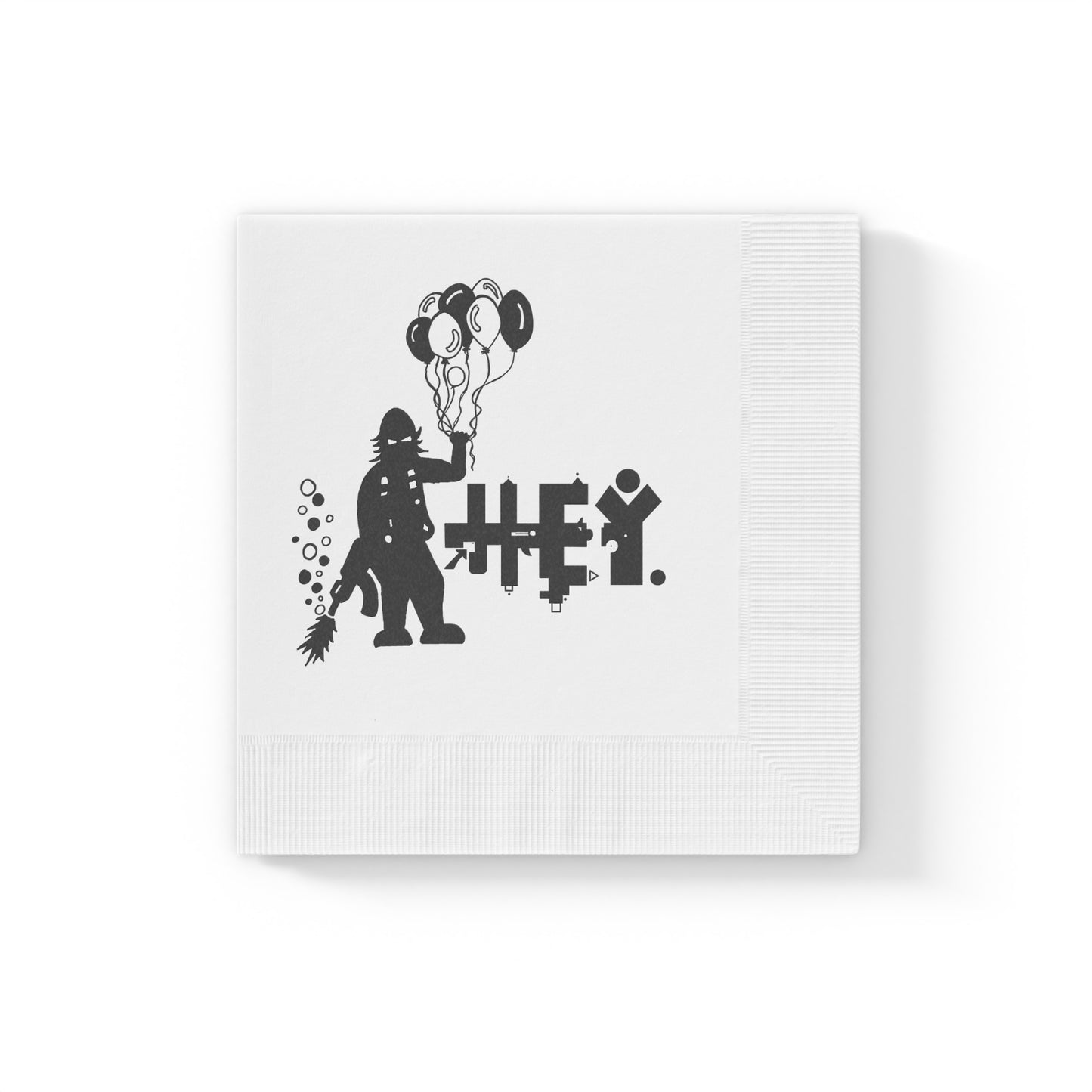 Hey Brand Balloon Logo White Coined Napkins