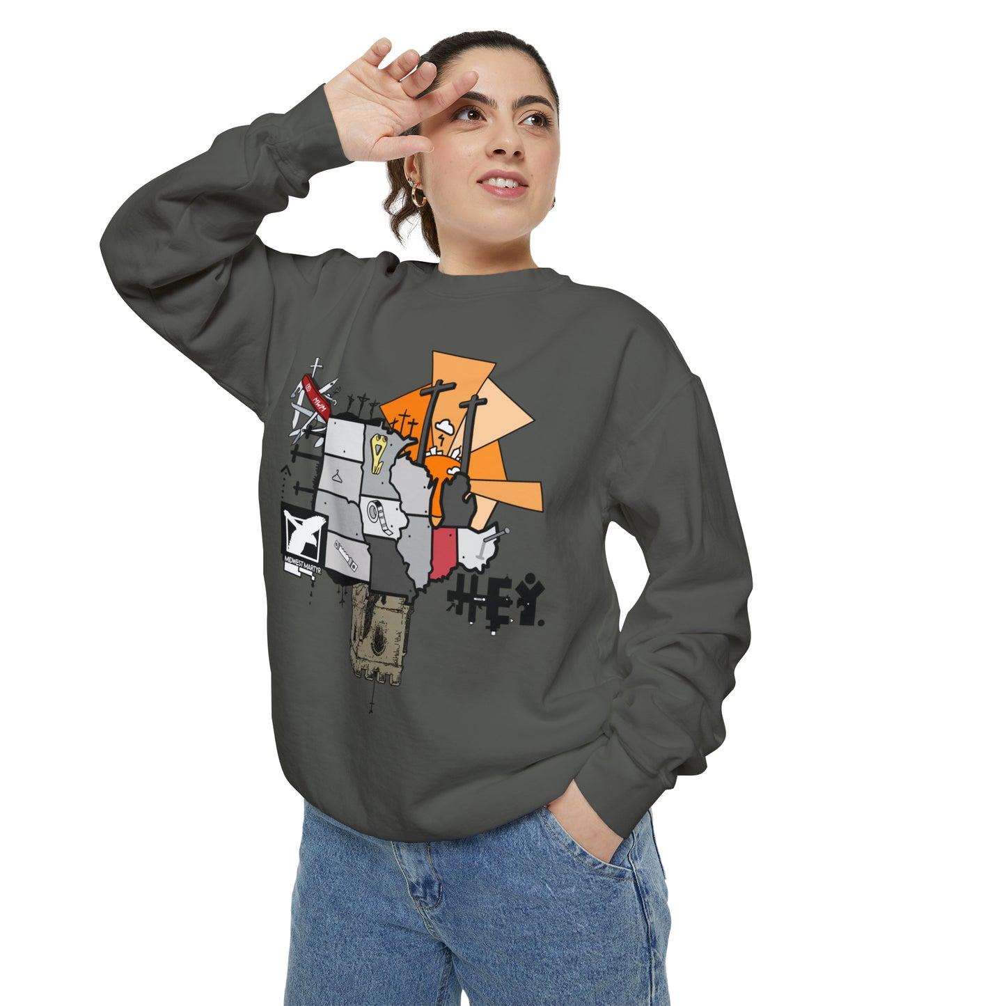 "Midwest Martyr" Unisex Garment-Dyed Sweatshirt