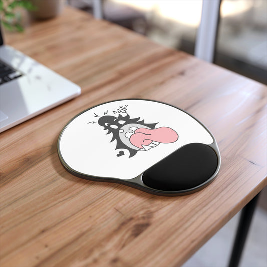 "Scrietch" Mouse Pad With Wrist Rest (White)