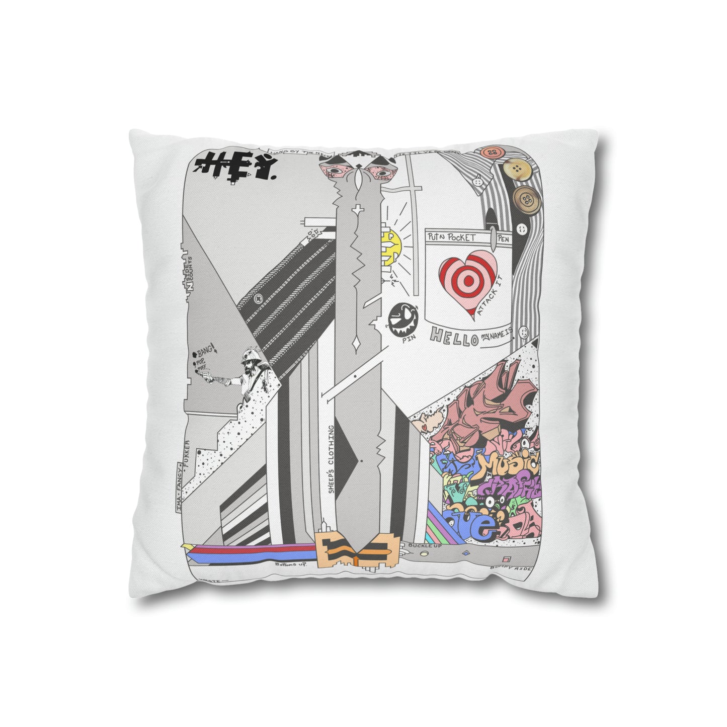 "Ima.Fancy.Fukker+HeyFlag" Spun Polyester Square Pillow Case