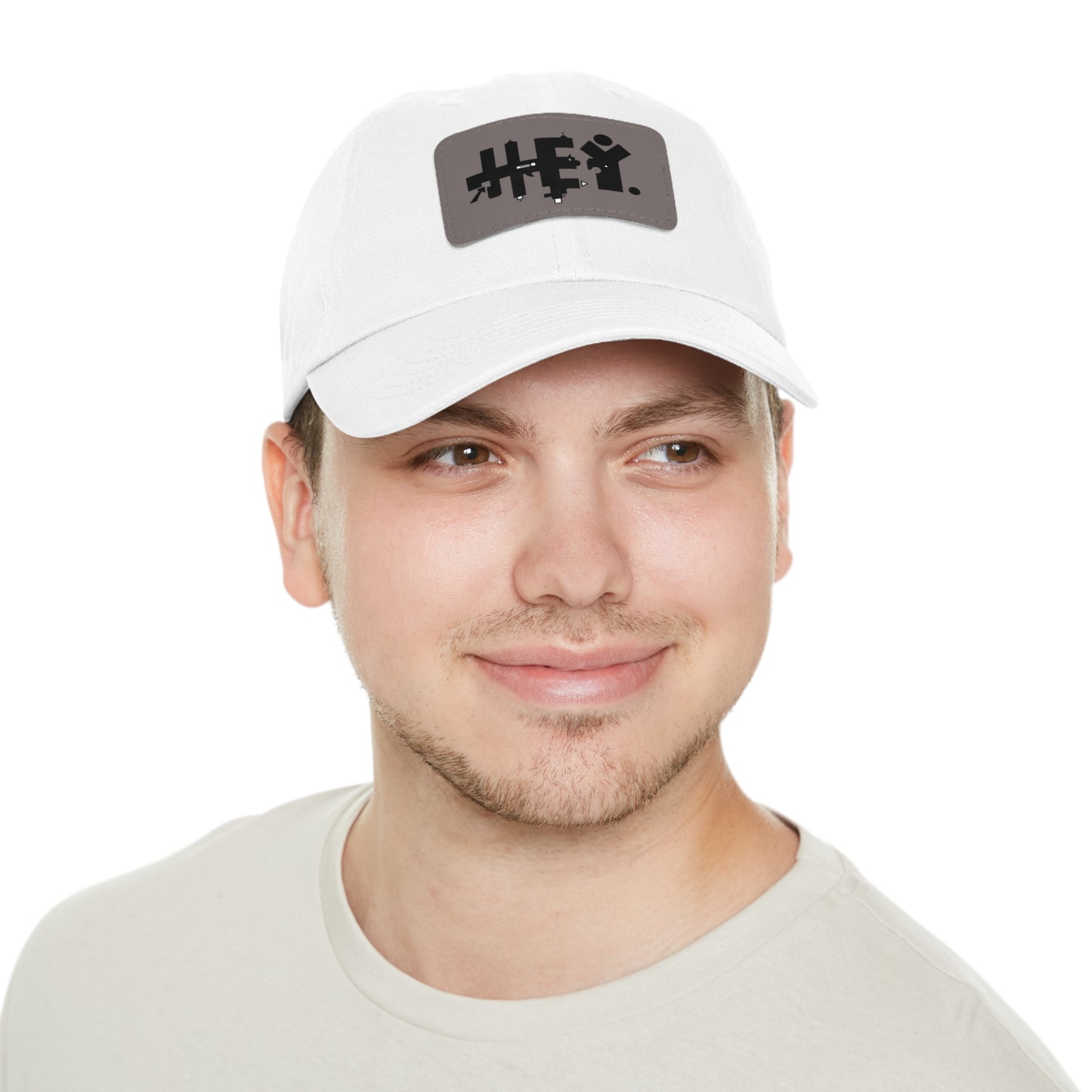 Hey. Brand Logo Dad Hat with Leather Patch (Rectangle)