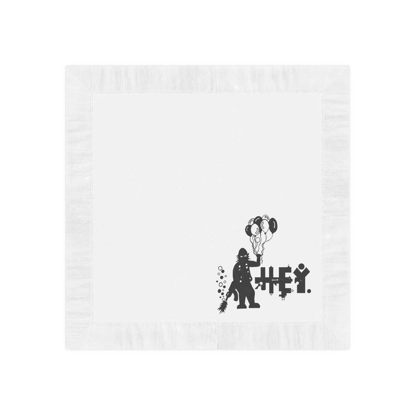 Hey Brand Balloon Logo White Coined Napkins