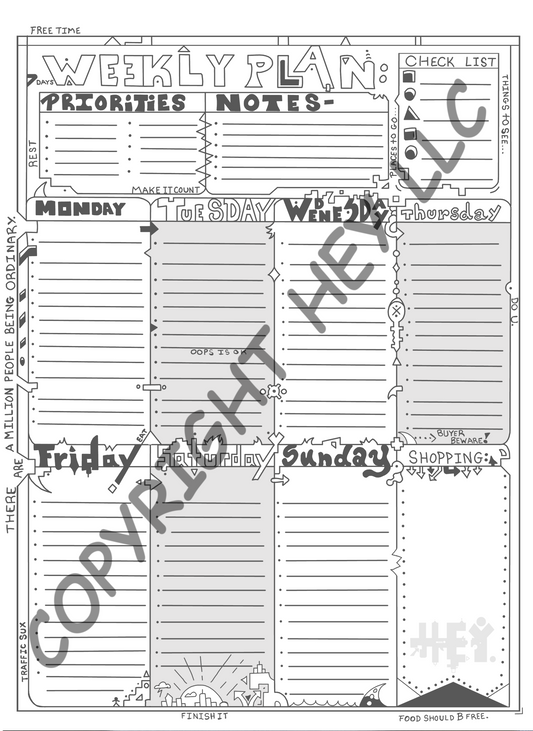 "Hey Day" Weekly Day Planner Sheet by Sietch Ramshackle